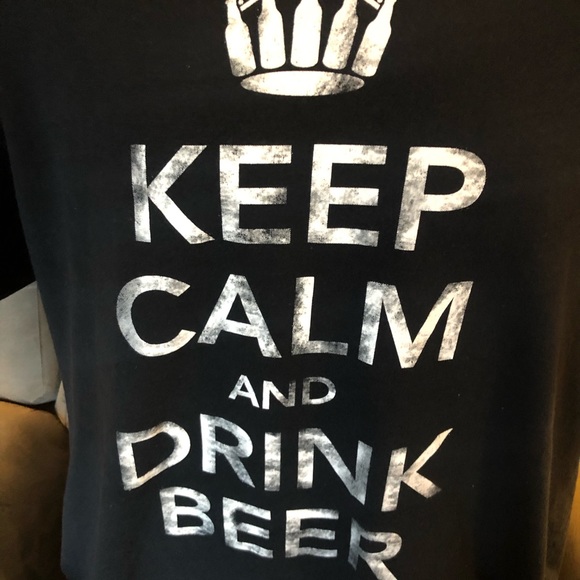 Men’s Black Gildan Cotton Keep Calm & Drink Beer - Picture 3 of 4